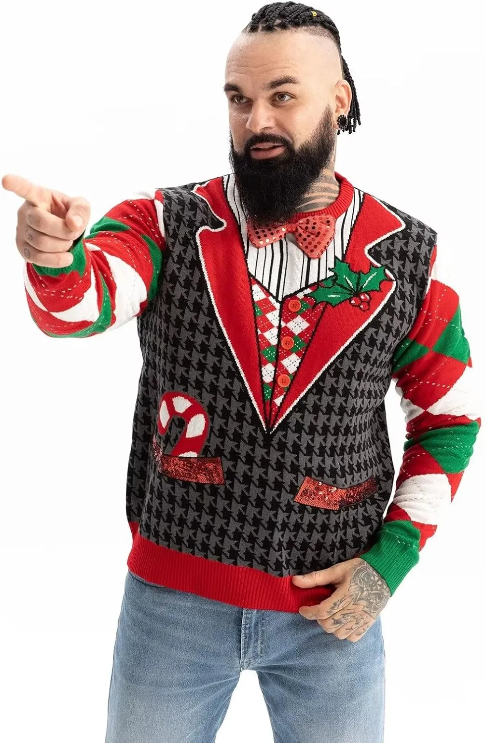 LED Ugly Christmas Sweater for Men, Unisex Women Xmas Pullover with Light for Party Festive