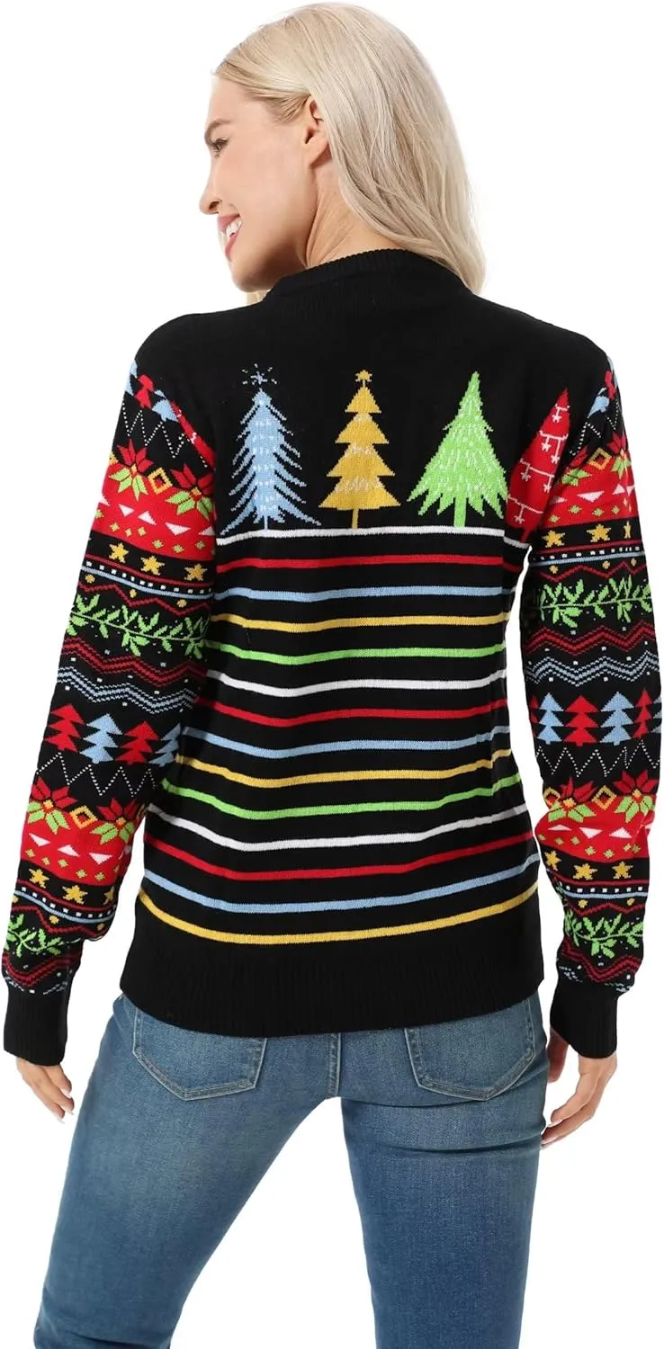 LED Ugly Christmas Sweater for Men, Unisex Women Xmas Pullover with Light for Party Festive