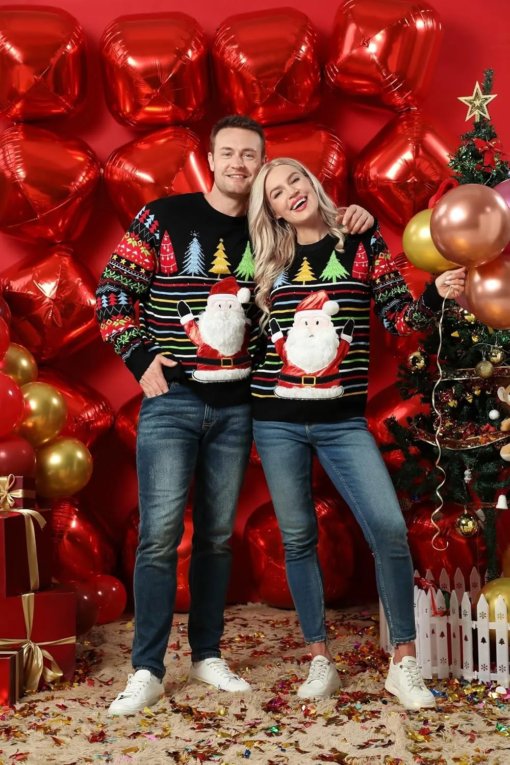 LED Ugly Christmas Sweater for Men, Unisex Women Xmas Pullover with Light for Party Festive