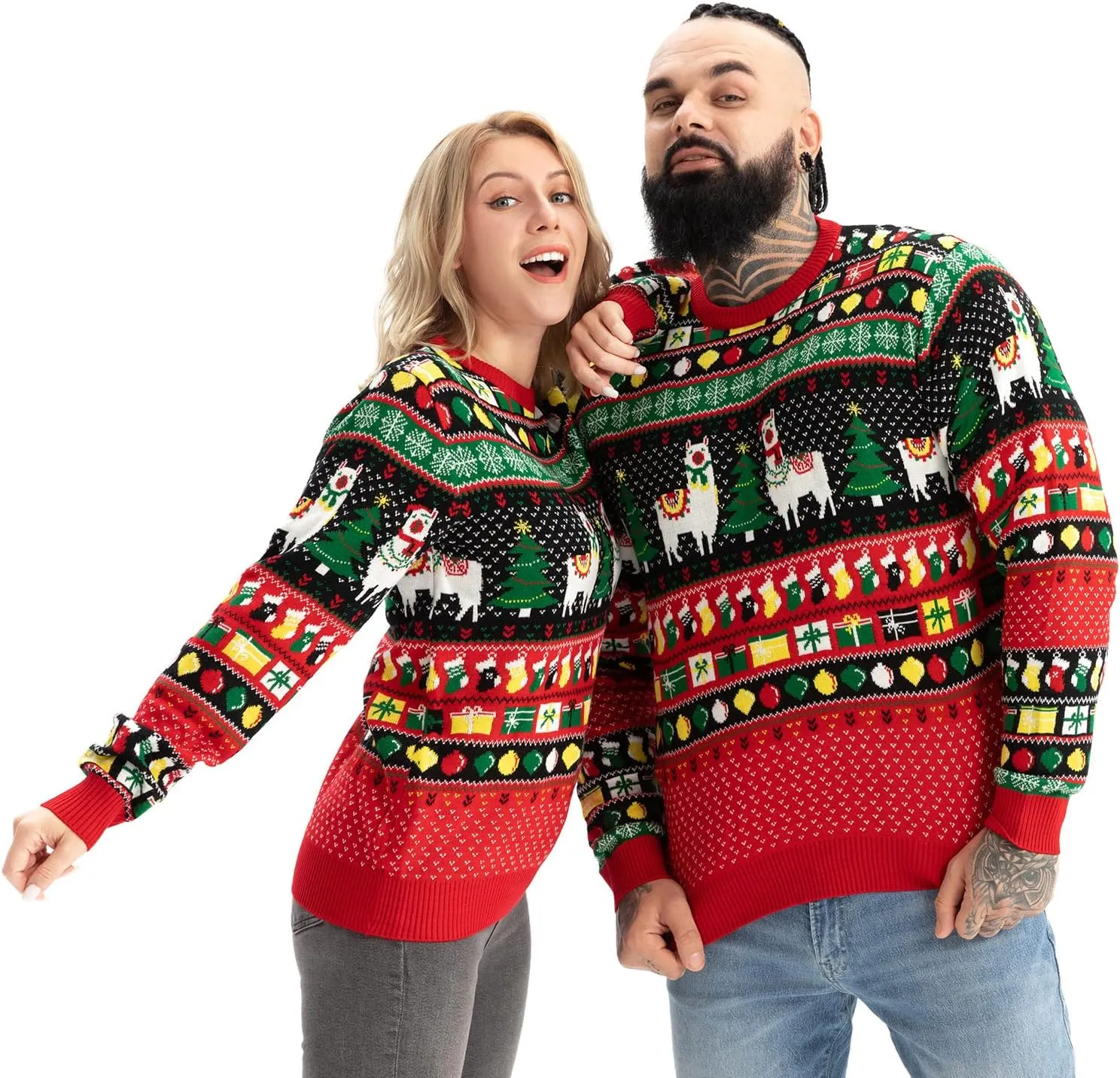 LED Ugly Christmas Sweater for Men, Unisex Women Xmas Pullover with Light for Party Festive