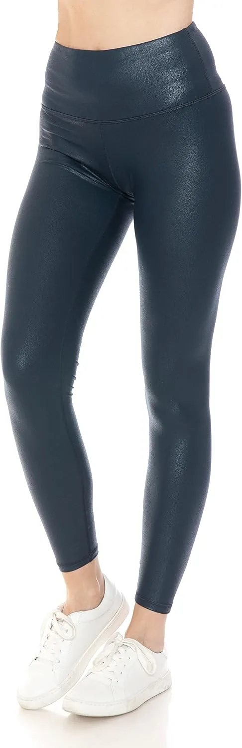 Leggings Depot Women's High Waist Comfy Faux Leather Leggings Tights Stretchy Pleather Pants