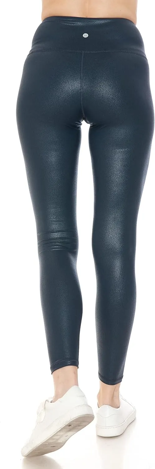 Leggings Depot Women's High Waist Comfy Faux Leather Leggings Tights Stretchy Pleather Pants