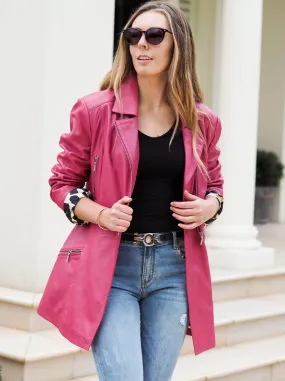 Lidiya Leather Trench | Hot Pink
