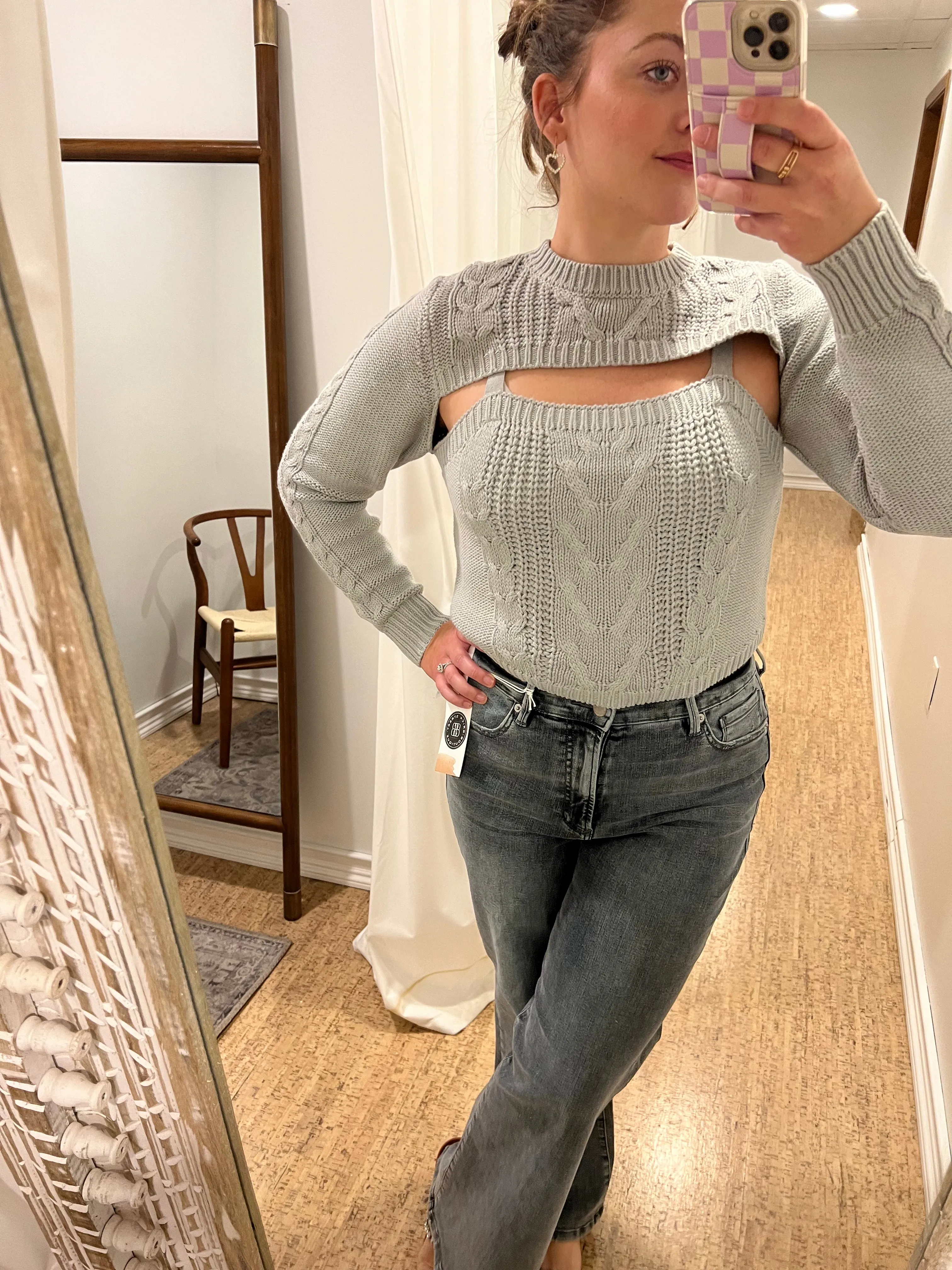 Light Grey Cut Out Sweater