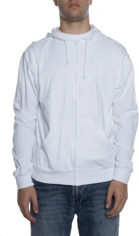Lightweight Jersey Zip Hoodie for Men – Full Zip Casual Cotton Hoodie, Soft Long Sleeve (4XL, White, 702)