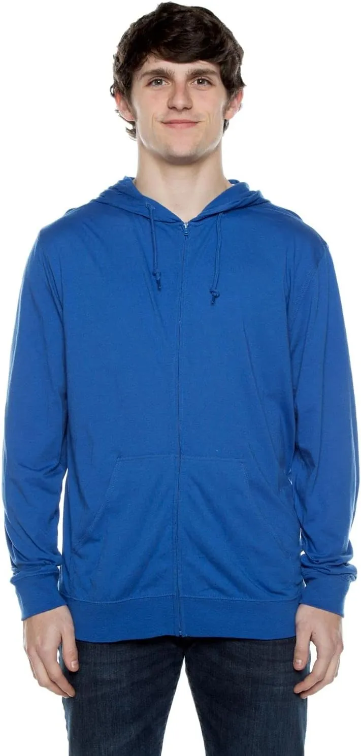 Lightweight Jersey Zip Hoodie for Men – Full Zip Casual Cotton Hoodie, Soft Long Sleeve (XS, Royal, 702)