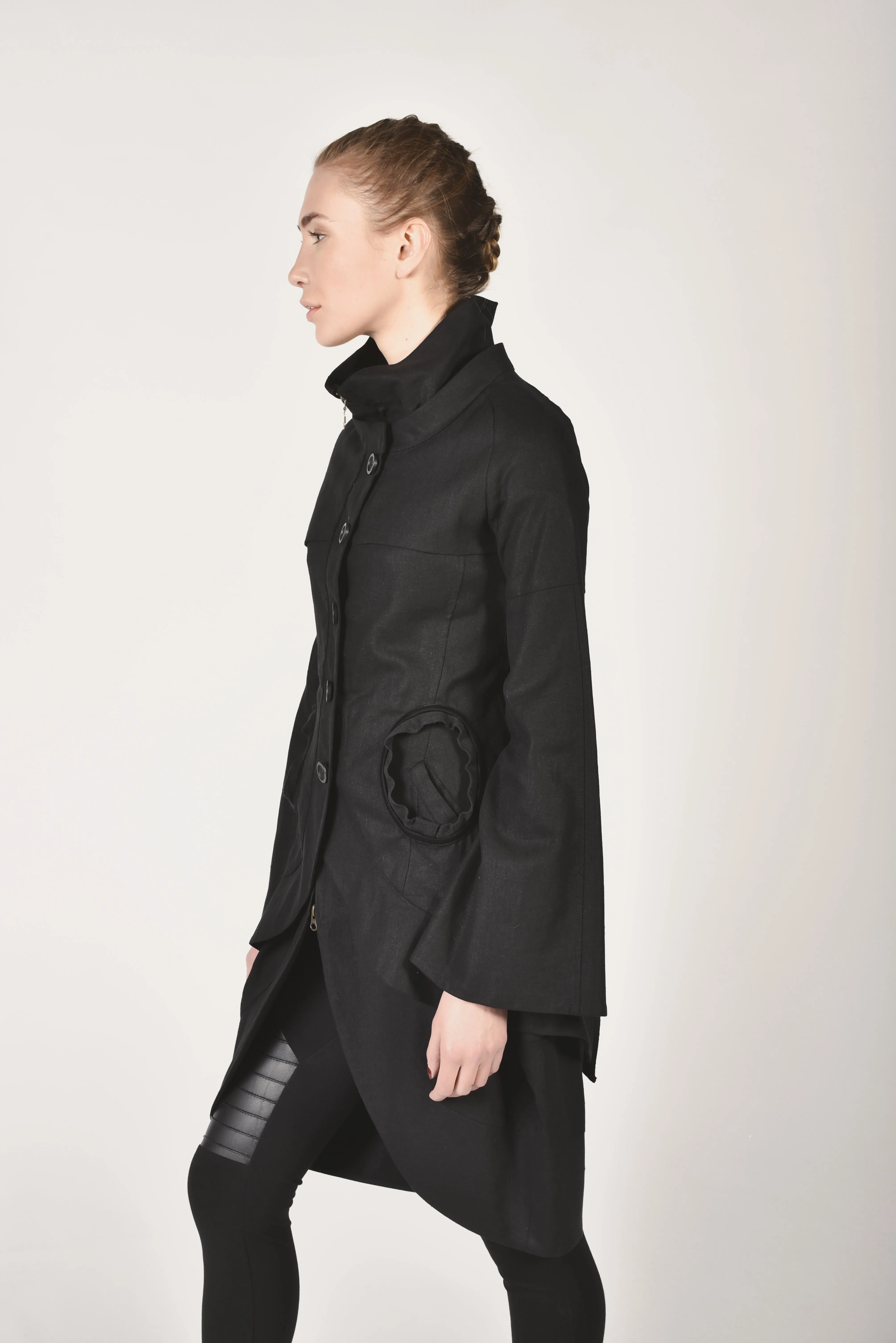 Linen Jacket with Asymmetric Hem
