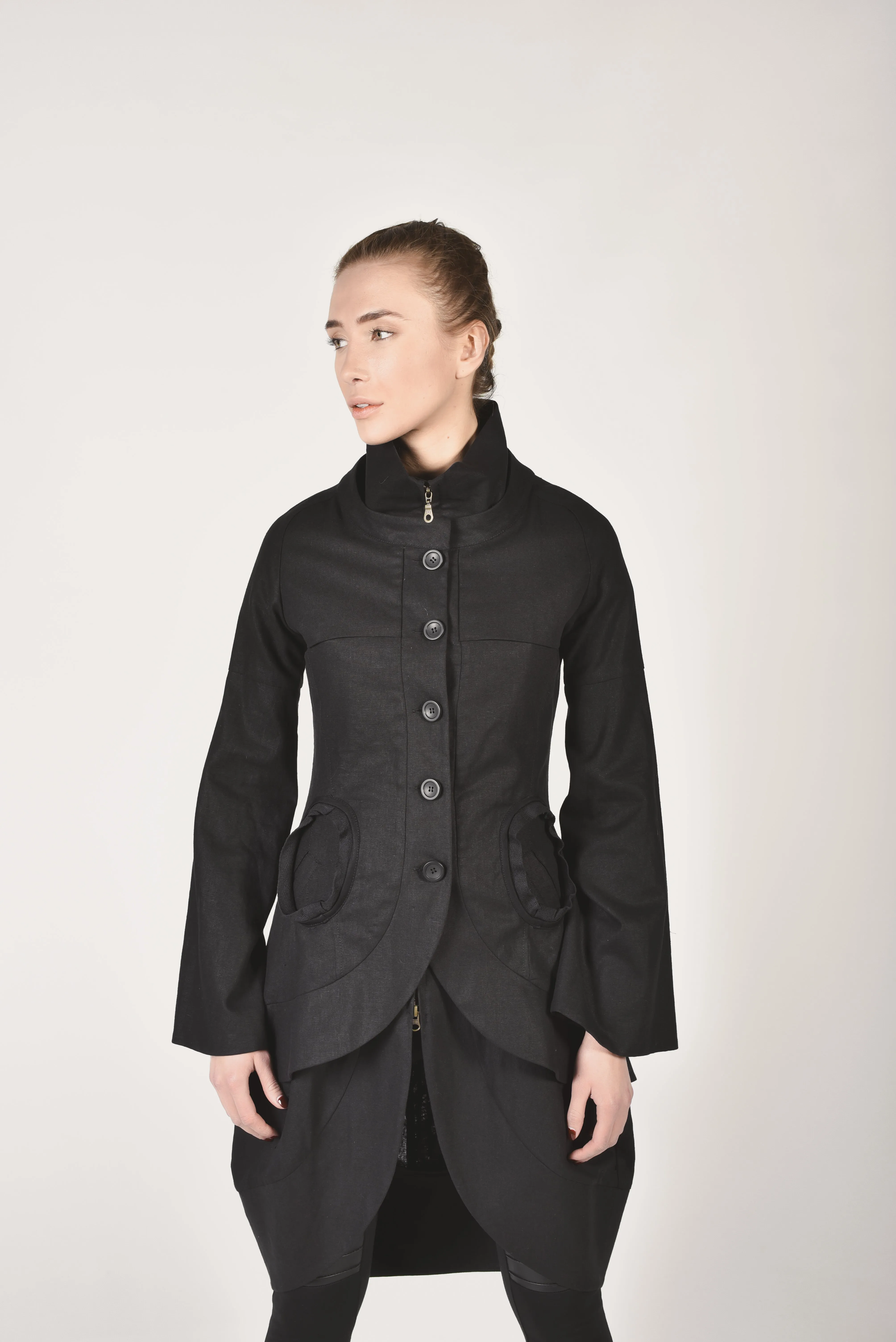 Linen Jacket with Asymmetric Hem