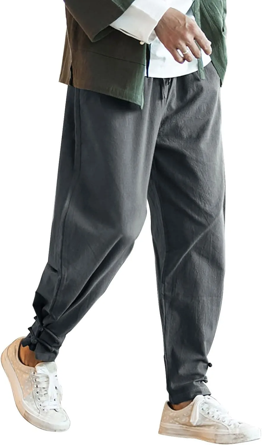 Linen Pants for Men Beach Wedding Casual Elastic Waist Summer Beach Pants Lightweight Breathable Vacation Trouser