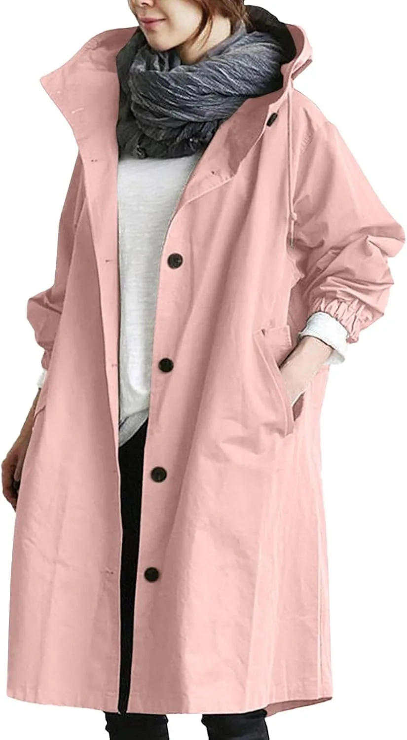 Long Trench Coat for Women 2024 Loose Comfortable Jacket Oversized Trench Coats Elegant Windbreaker Outwear