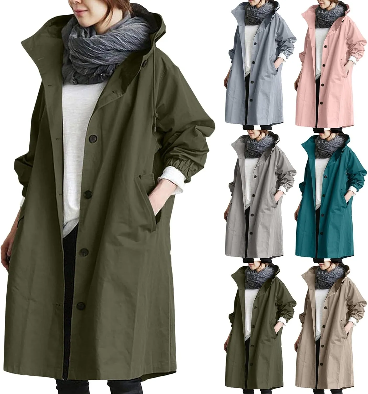 Long Trench Coat for Women 2024 Loose Comfortable Jacket Oversized Trench Coats Elegant Windbreaker Outwear