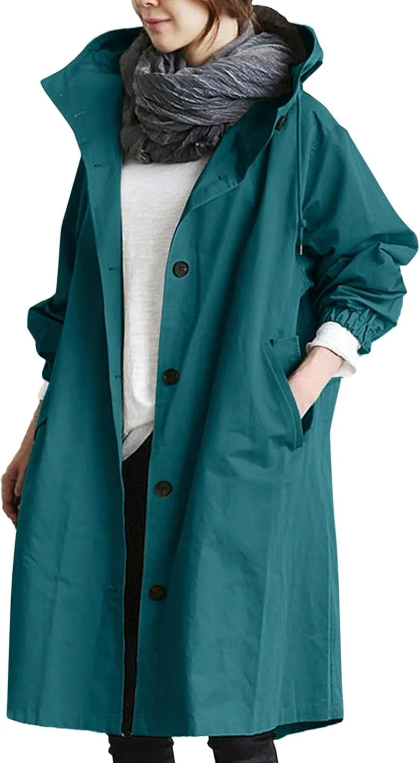 Long Trench Coat for Women 2024 Loose Comfortable Jacket Oversized Trench Coats Elegant Windbreaker Outwear