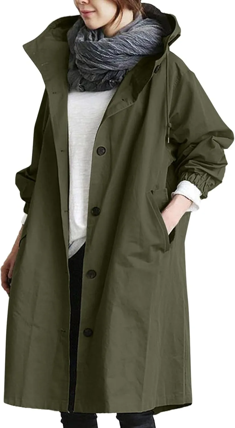 Long Trench Coat for Women 2024 Loose Comfortable Jacket Oversized Trench Coats Elegant Windbreaker Outwear