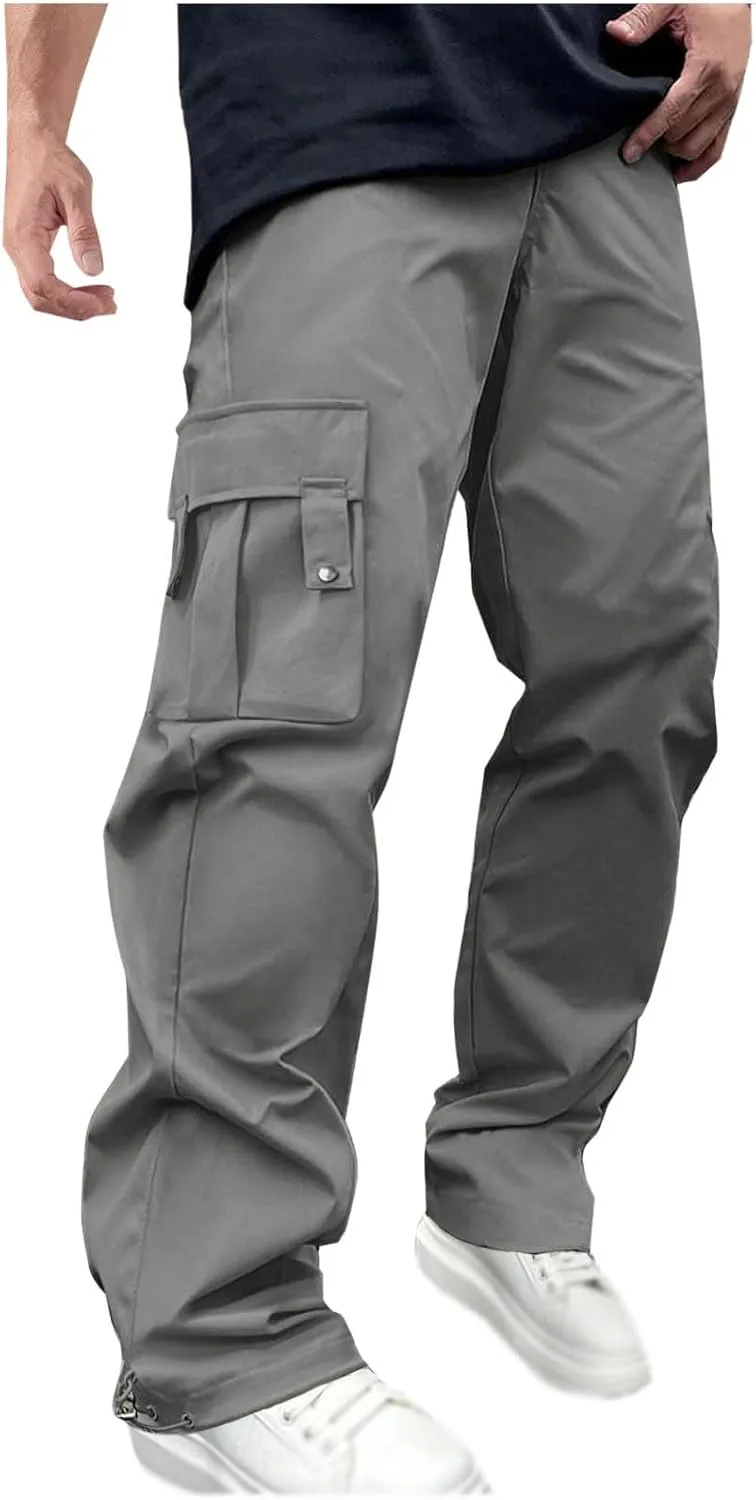 Loose Fit Mens Tactical Cargo Pants Multi Pockets Lightweight Breathable Casual Workwear Hiking Trousers