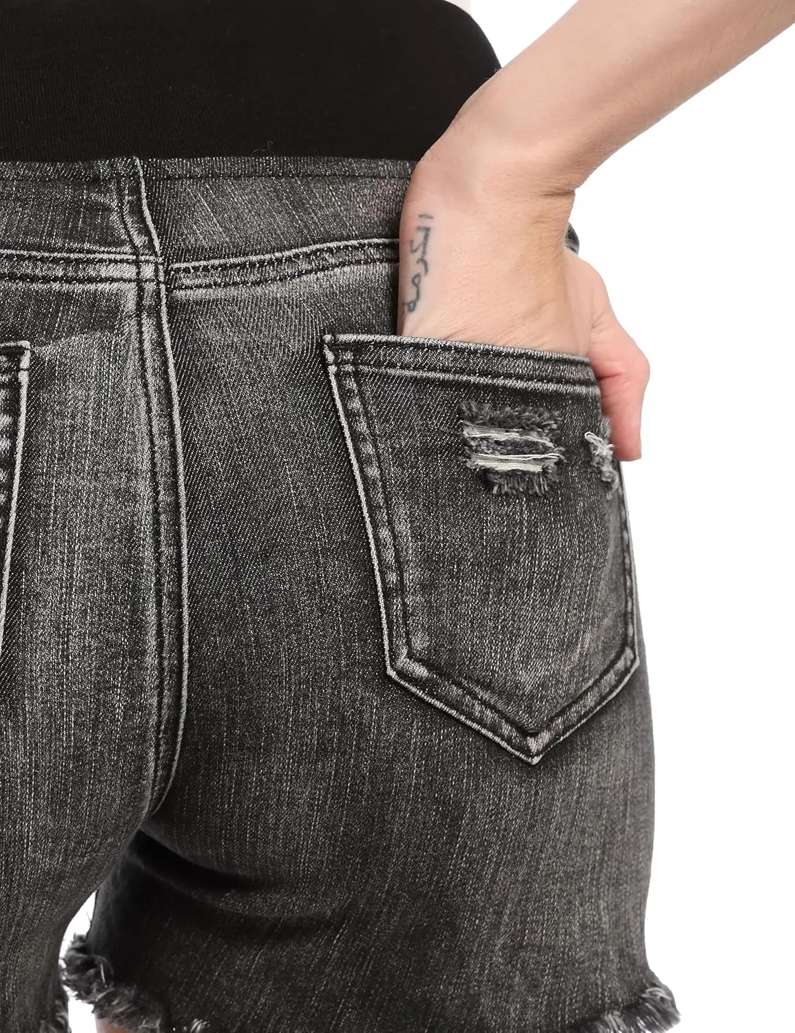 Maternity Jean Shorts for Women V-Shape Low Waist Ripped Stretchy Comfy Soft Summer Denim Short Pants