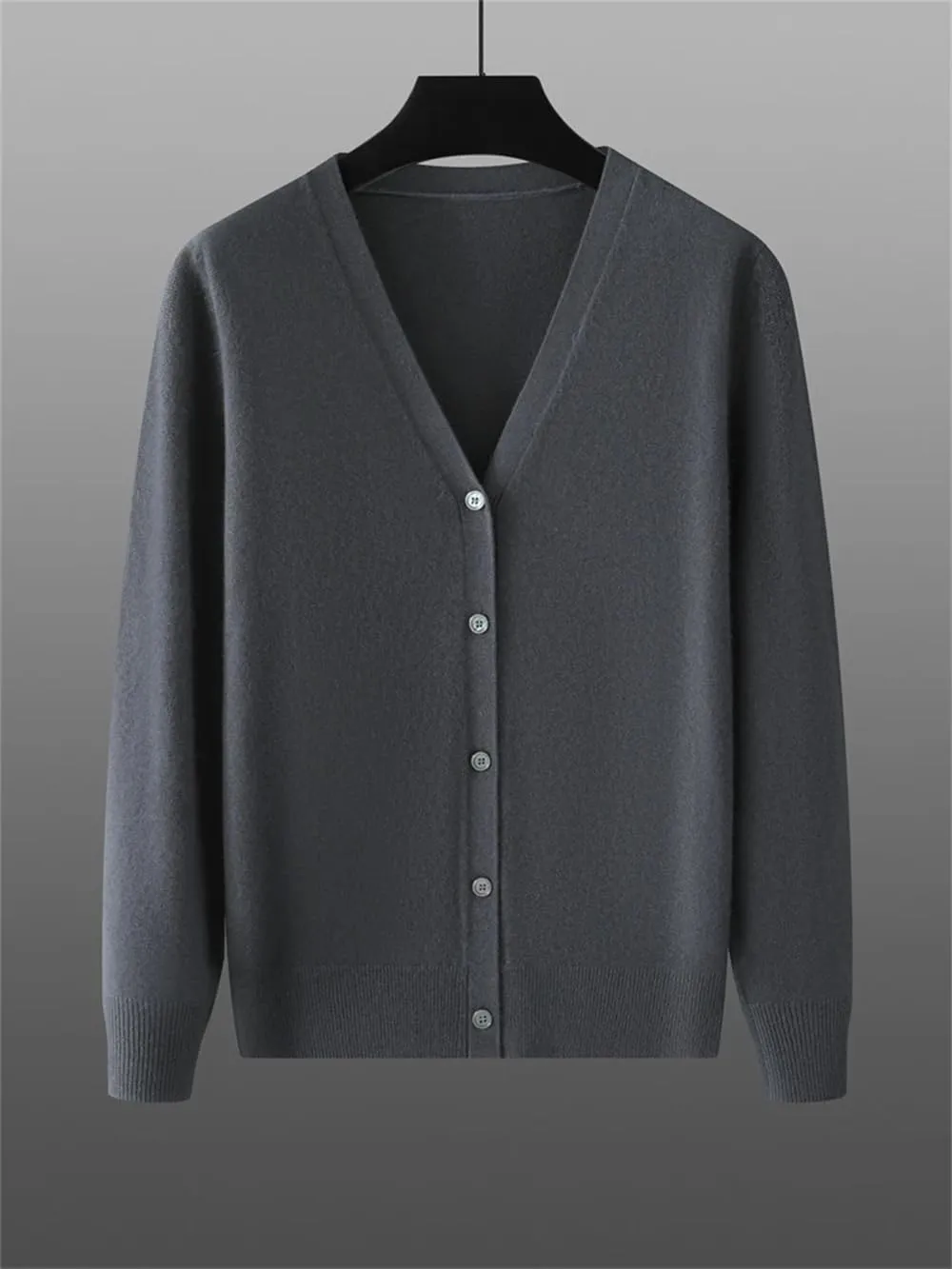 Men's Cashmere Cardigan Sweater Winter Classic Solid Button Down Long-Sleeved Jacket