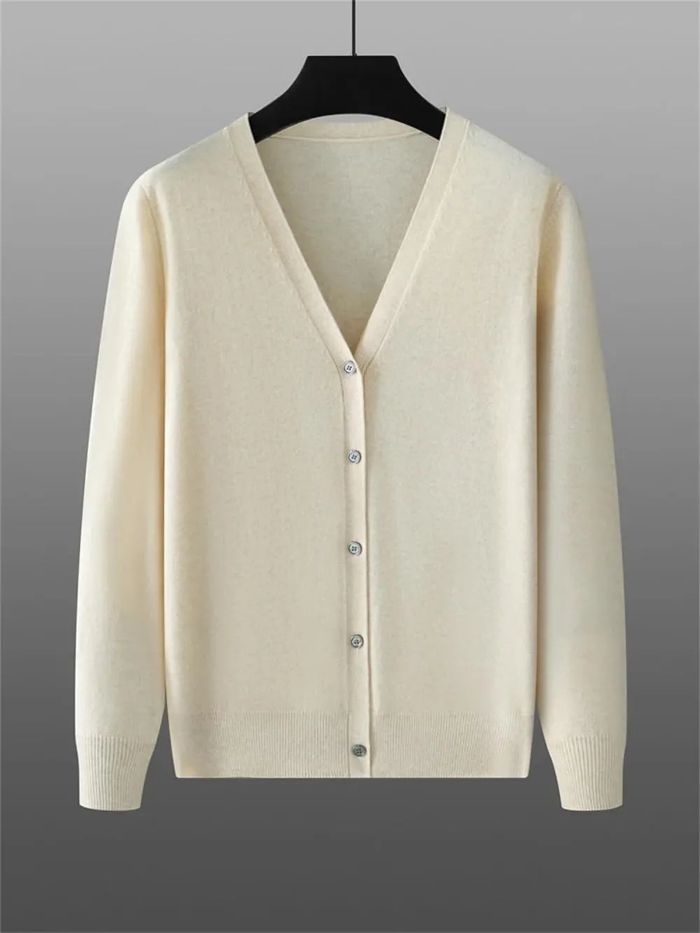 Men's Cashmere Cardigan Sweater Winter Classic Solid Button Down Long-Sleeved Jacket