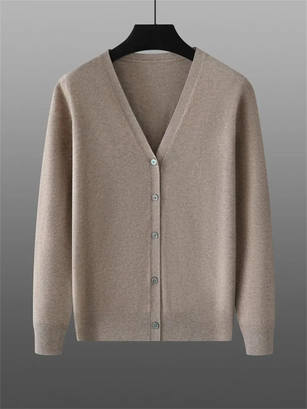 Men's Cashmere Cardigan Sweater Winter Classic Solid Button Down Long-Sleeved Jacket