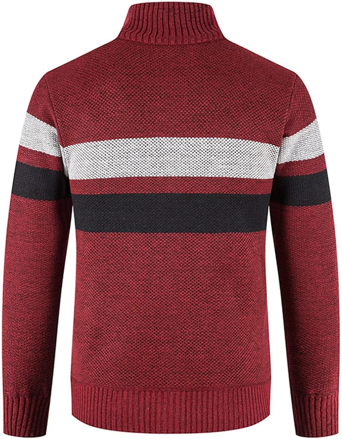 Mens Striped Print Full Zip Cardigans Plus Classic Band Collar Color Block Stripe Cable Knit Cardigan Coats