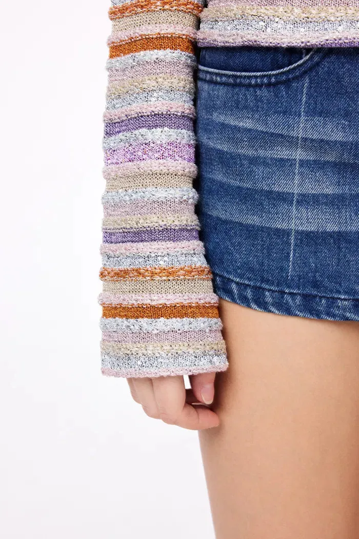 Olivia Striped Tie-Front Knit Cardigan