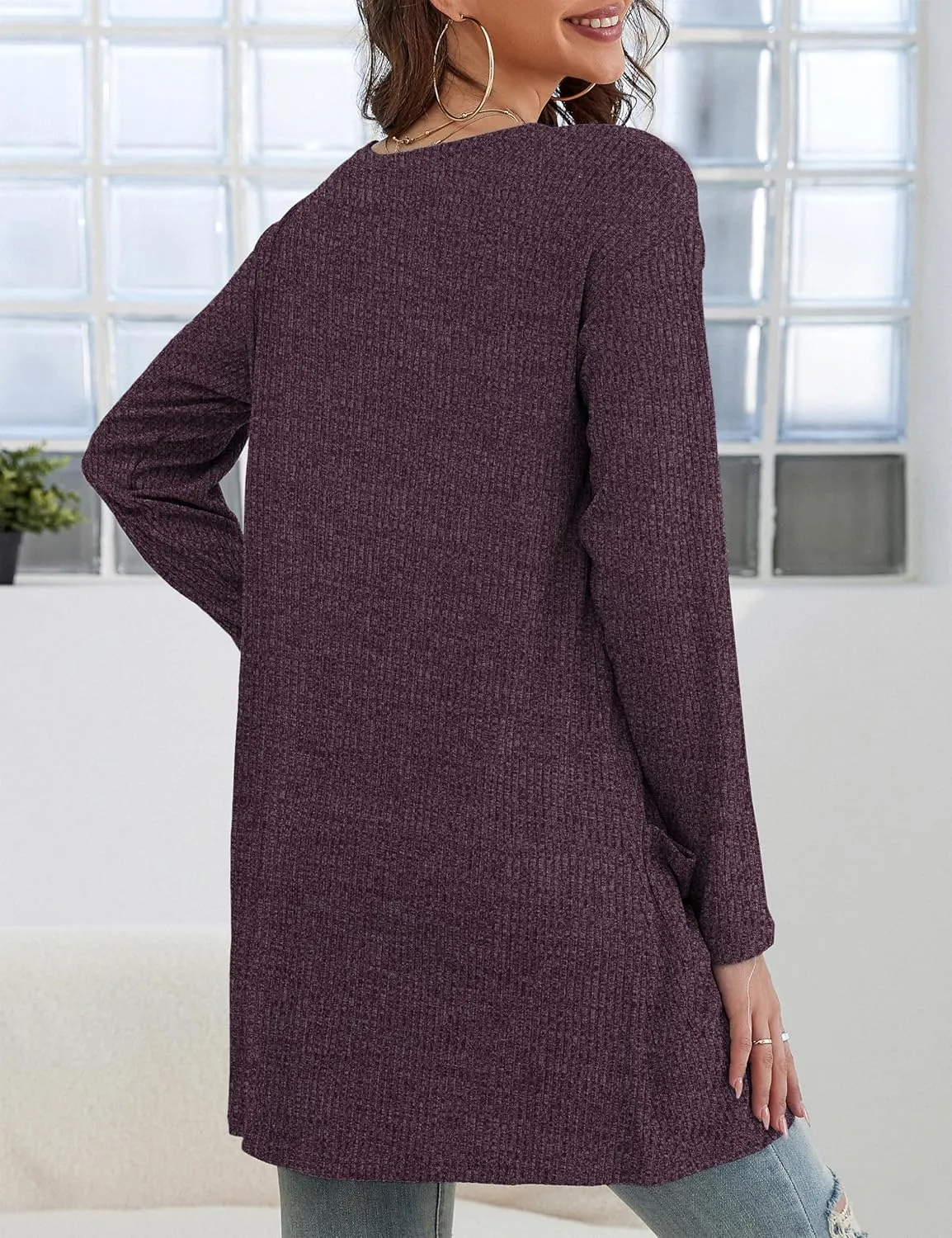 OmicGot Women's Cardigans with Pockets Casual Lightweight Classic Open Front Cardigan Sweaters for Women S-XL