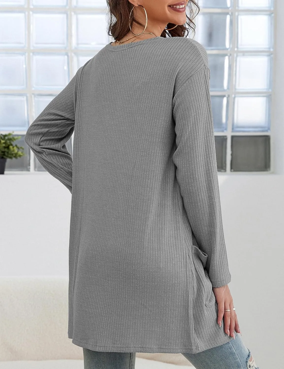OmicGot Women's Cardigans with Pockets Casual Lightweight Classic Open Front Cardigan Sweaters for Women S-XL