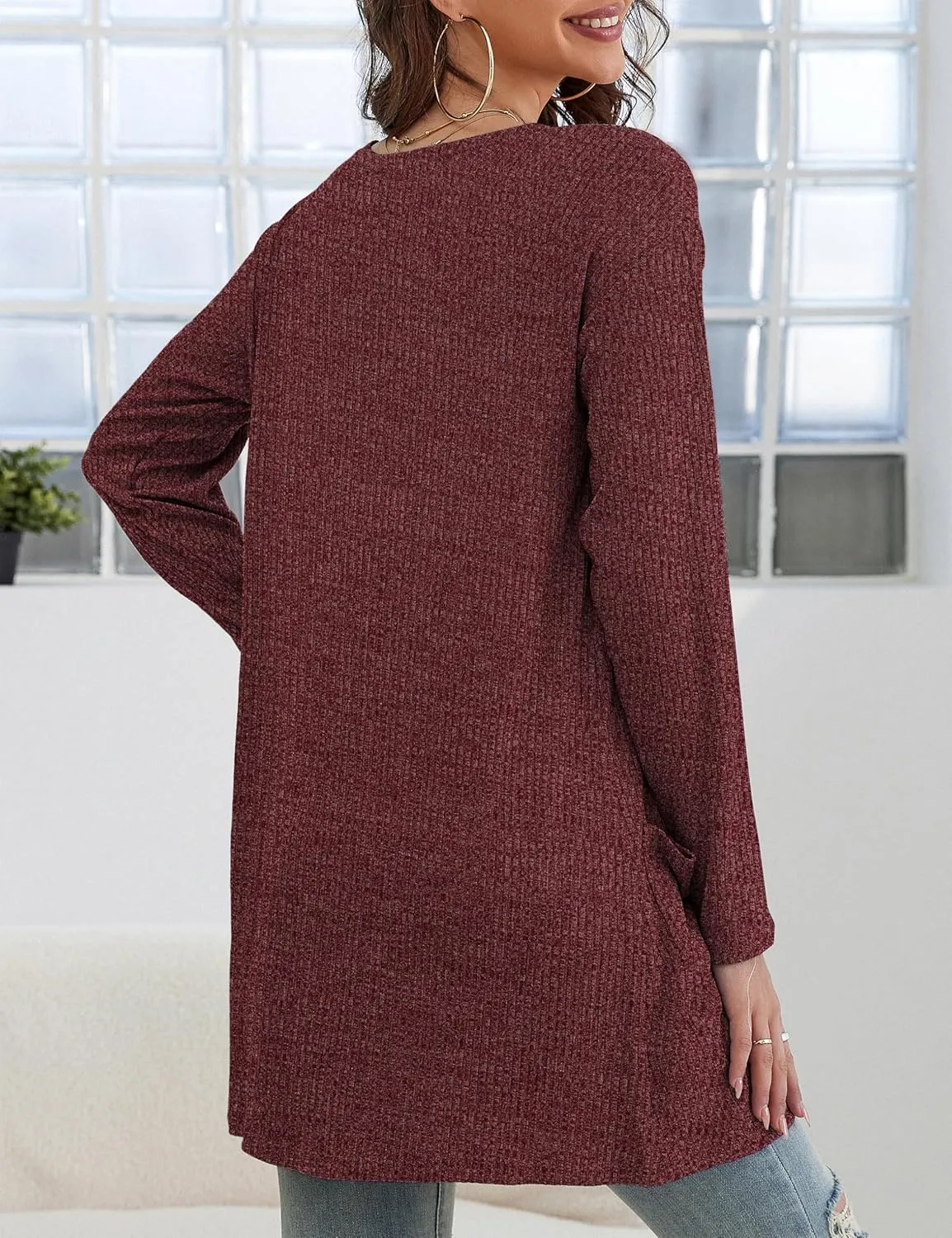 OmicGot Women's Cardigans with Pockets Casual Lightweight Classic Open Front Cardigan Sweaters for Women S-XL