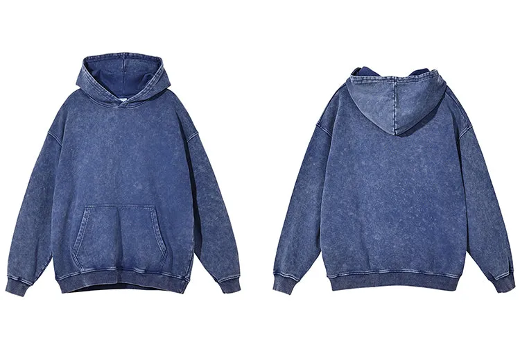 Oversized Cotton Hoodie in Acid Washed Neutral Tone