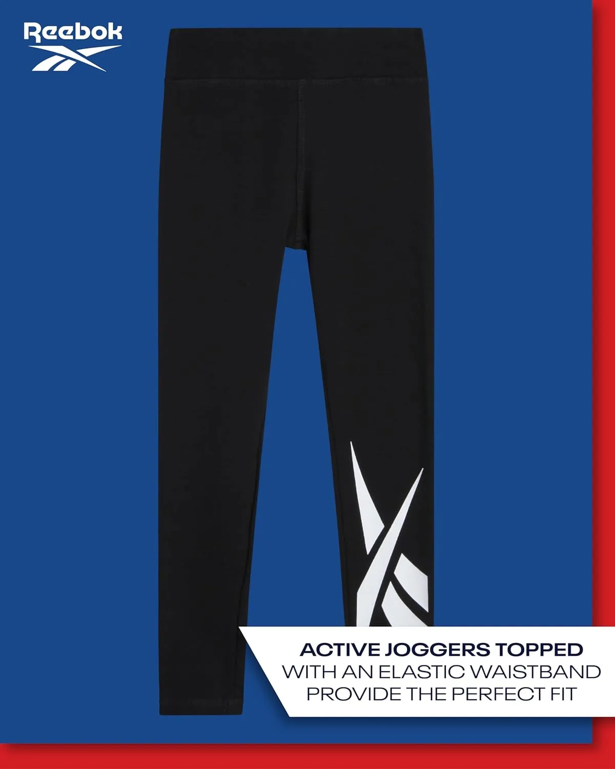 Reebok Girls Leggings - Athletic Performance Cotton Leggings - Stretchy Yoga Pants for Girls Dance Tights (Sizes: 7-12)