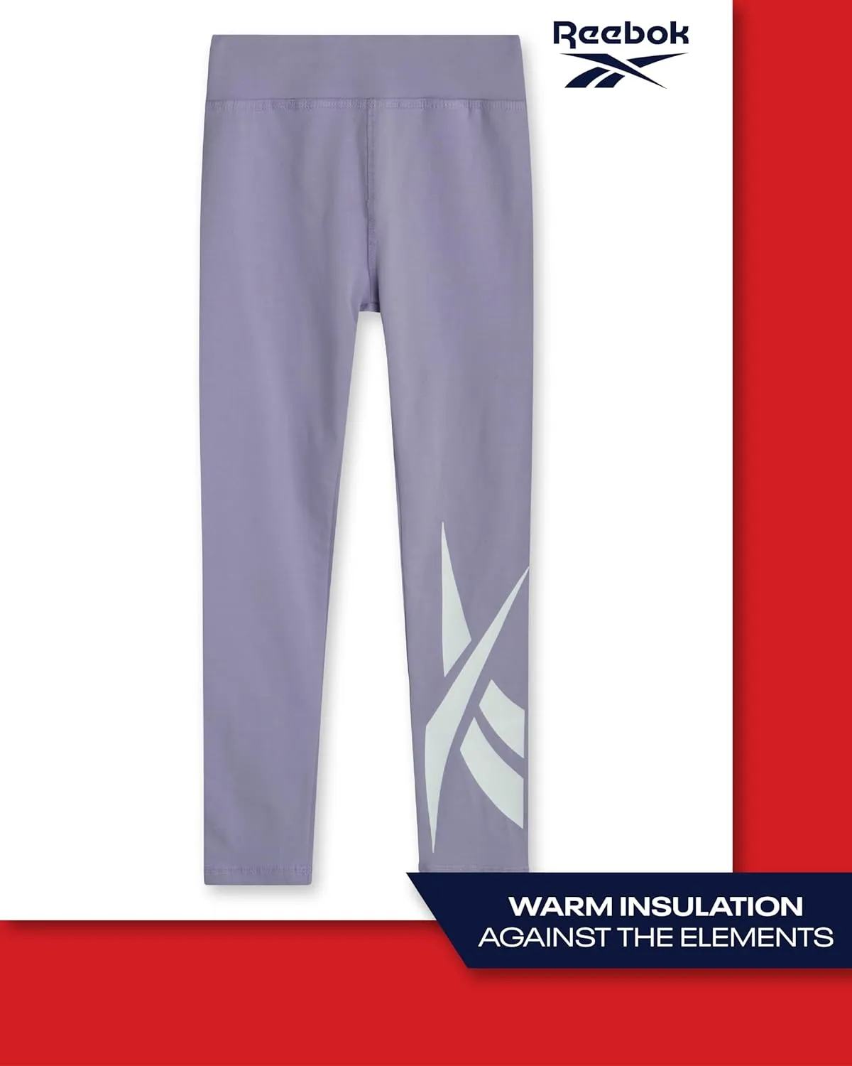 Reebok Girls Leggings - Athletic Performance Cotton Leggings - Stretchy Yoga Pants for Girls Dance Tights (Sizes: 7-12)