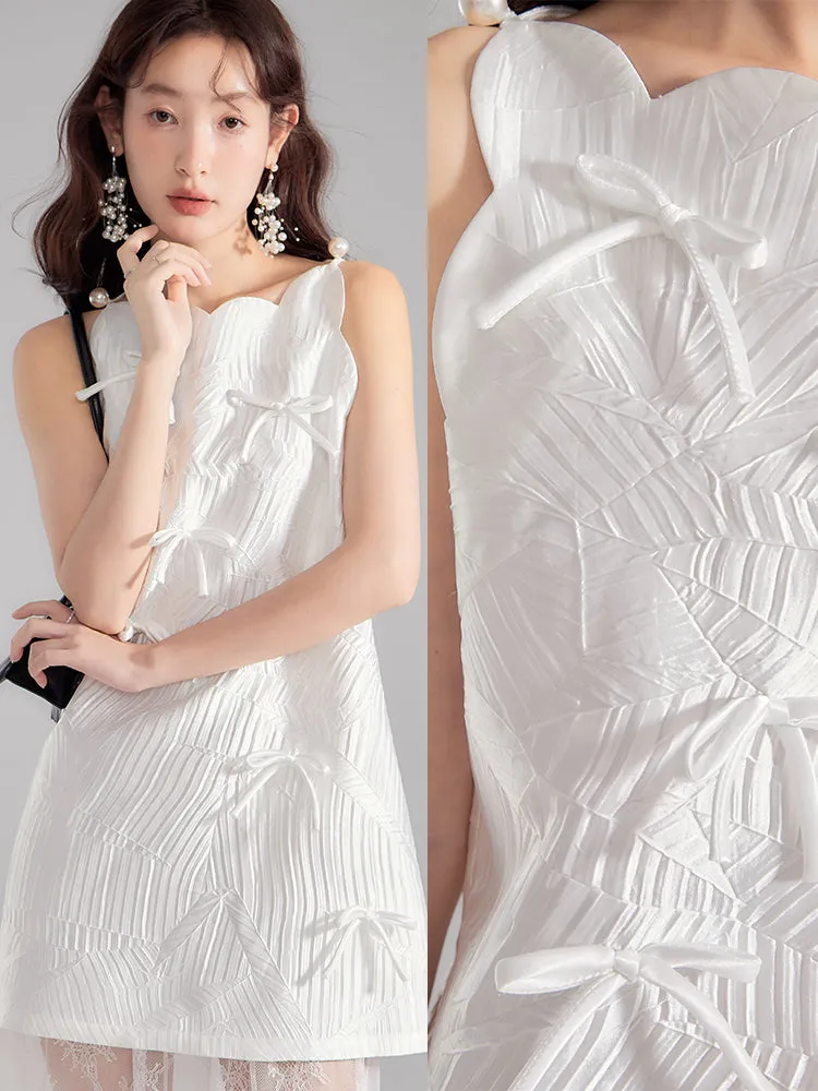 Ribbon Glossy Scallop Feminine Mini-One-Piece