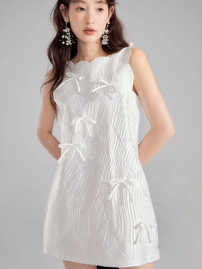 Ribbon Glossy Scallop Feminine Mini-One-Piece