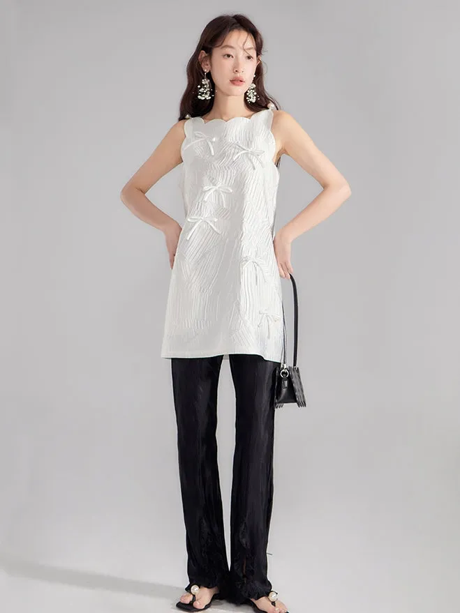Ribbon Glossy Scallop Feminine Mini-One-Piece