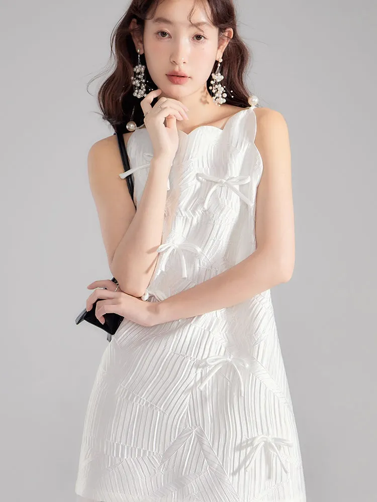 Ribbon Glossy Scallop Feminine Mini-One-Piece