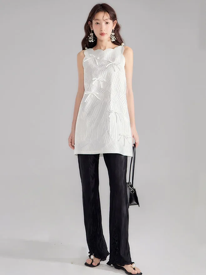 Ribbon Glossy Scallop Feminine Mini-One-Piece