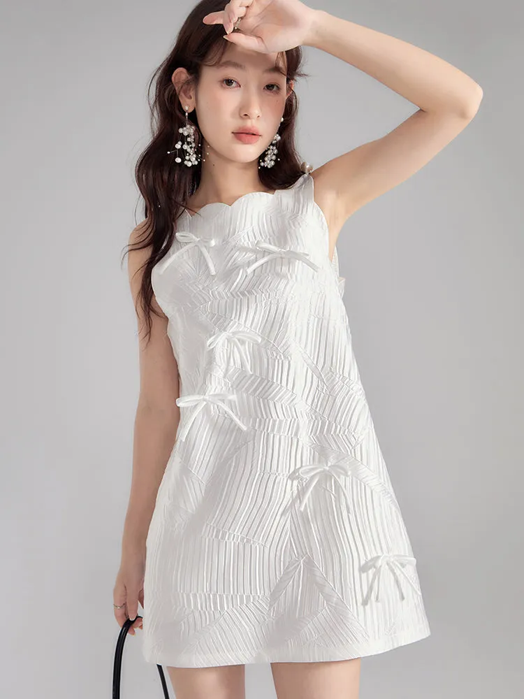 Ribbon Glossy Scallop Feminine Mini-One-Piece
