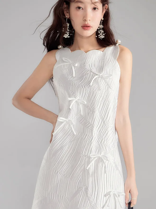 Ribbon Glossy Scallop Feminine Mini-One-Piece