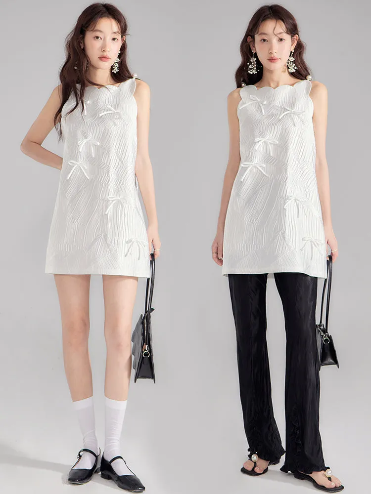 Ribbon Glossy Scallop Feminine Mini-One-Piece