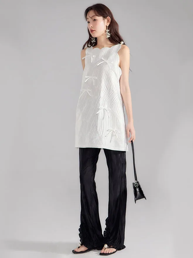 Ribbon Glossy Scallop Feminine Mini-One-Piece