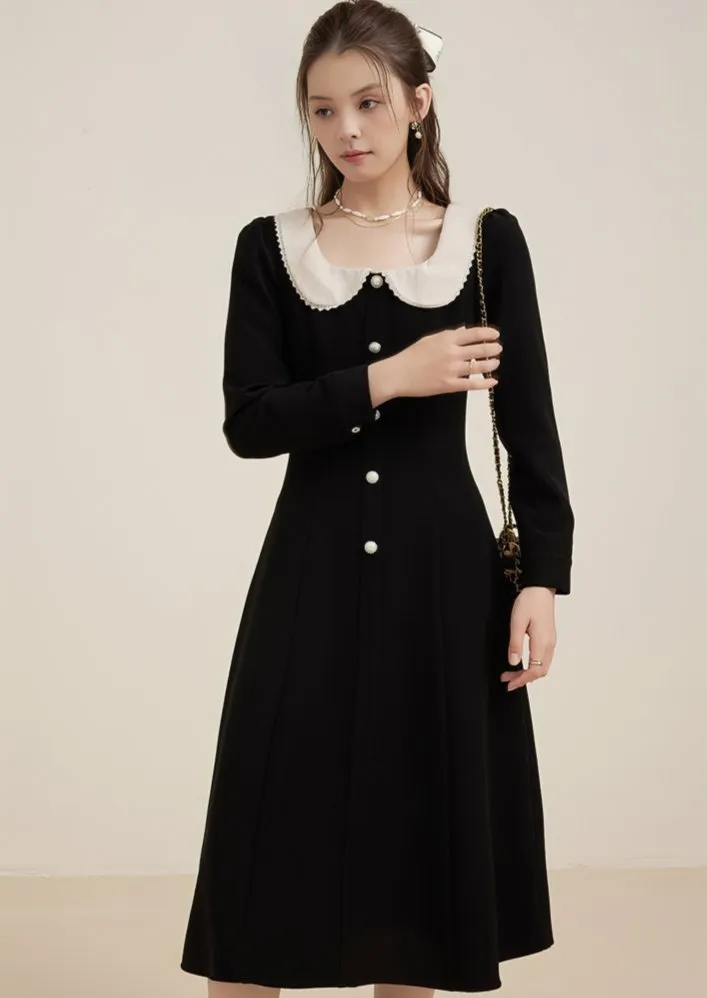 ROUND COLLAR PEARL DRESS