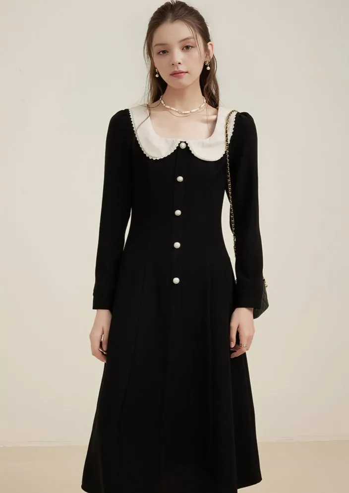 ROUND COLLAR PEARL DRESS
