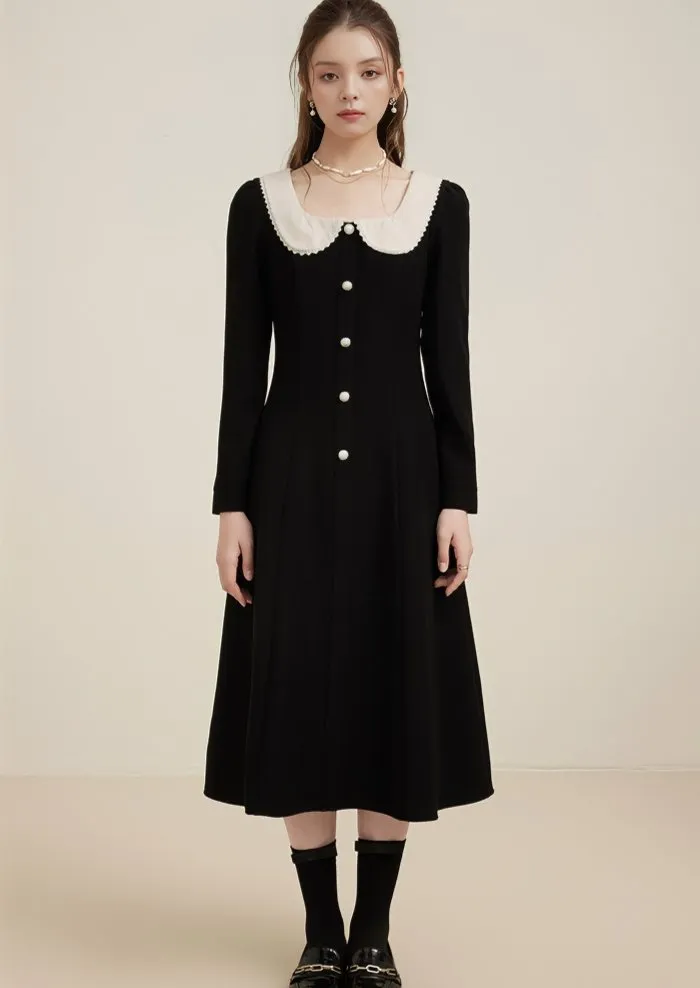 ROUND COLLAR PEARL DRESS
