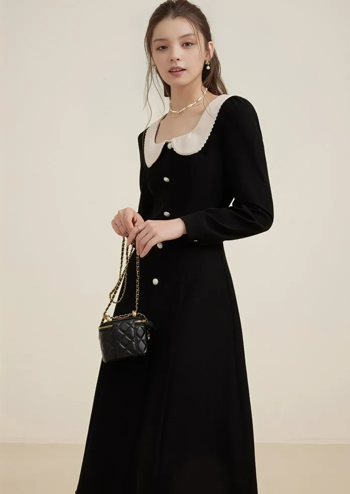 ROUND COLLAR PEARL DRESS