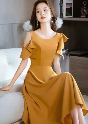 RUFFLE CUT SHOULDER DRESS