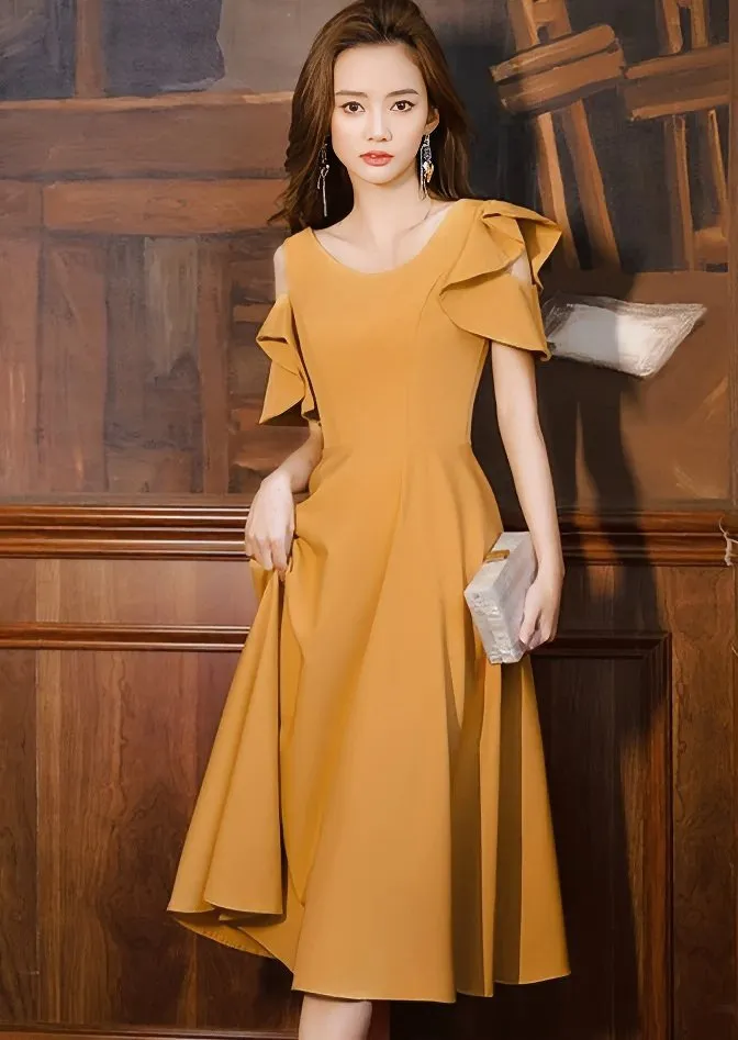 RUFFLE CUT SHOULDER DRESS