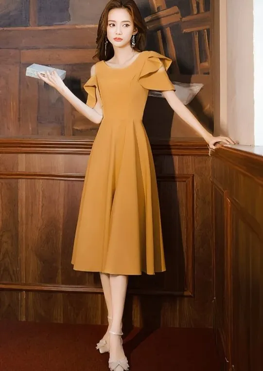 RUFFLE CUT SHOULDER DRESS