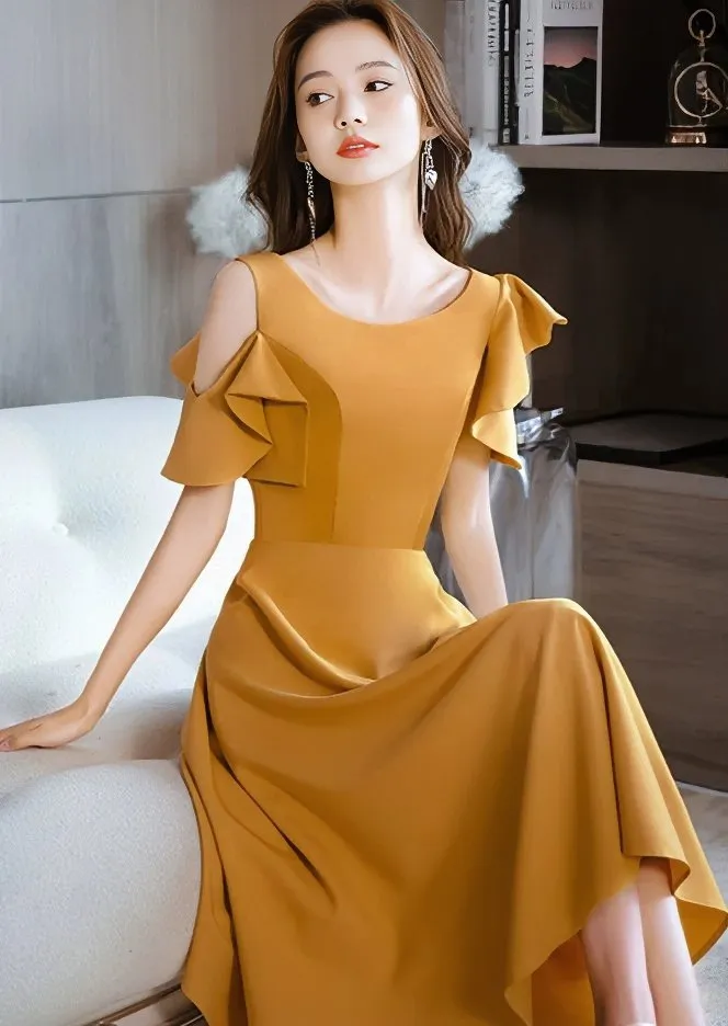 RUFFLE CUT SHOULDER DRESS