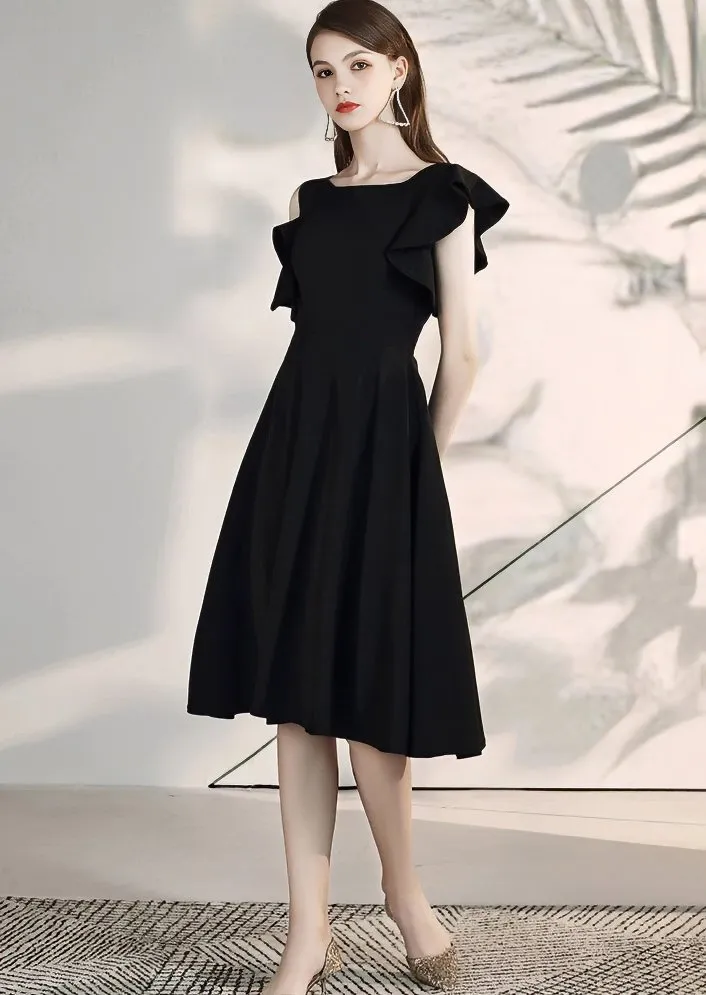 RUFFLE CUT SHOULDER DRESS