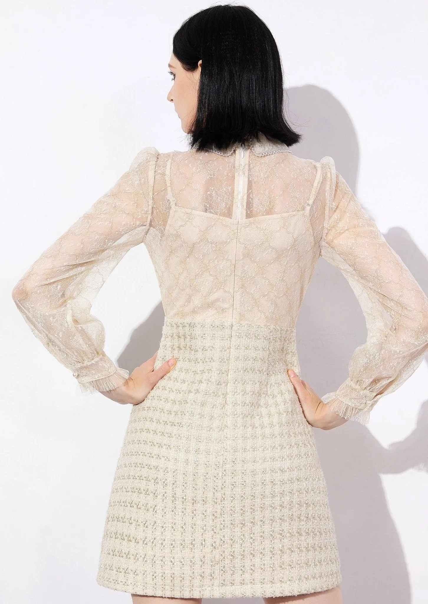 SHEER PUFF SLEEVE DRESS