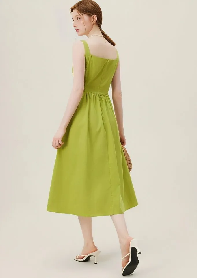 SIDE GATHERED SLEEVELESS DRESS